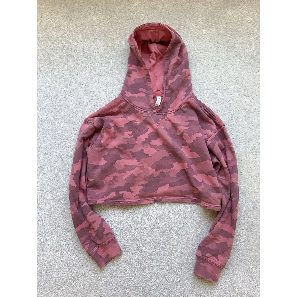 Lululemon All Yours Cropped Hoodie Heritage 365 Camo Brier Rose Multi Size 14